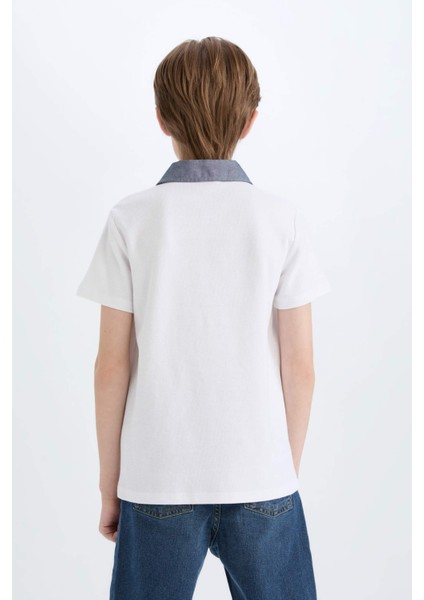 Erkek Çocuk Polo Yaka Basic Düz Kısa Kollu Tişört D9254A825SM