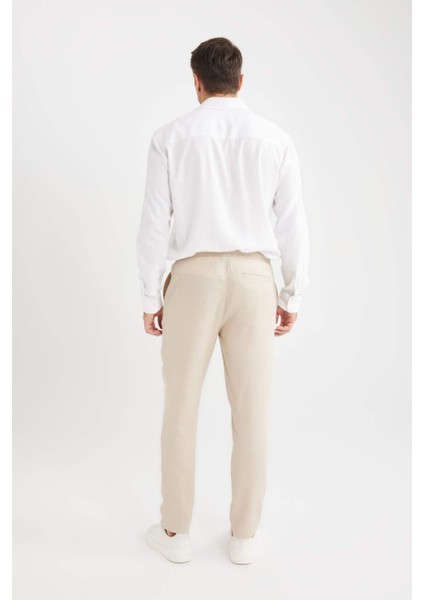Yazlık Jogger Keten Düz Paça Pantolon D7542AX25SP