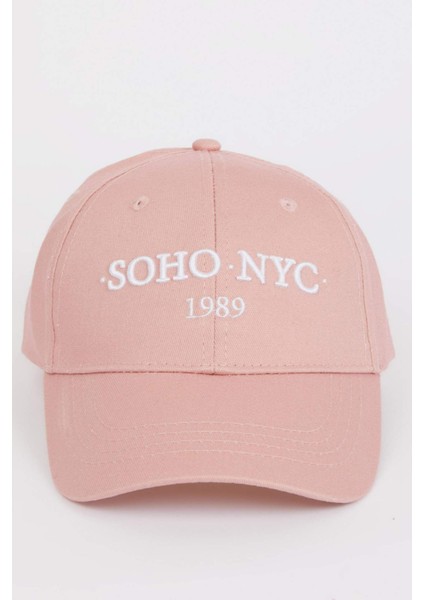 Kadın Etiket Baskılı Dokuma Beyzbol Basketbol Şapkası D9477AX25SM