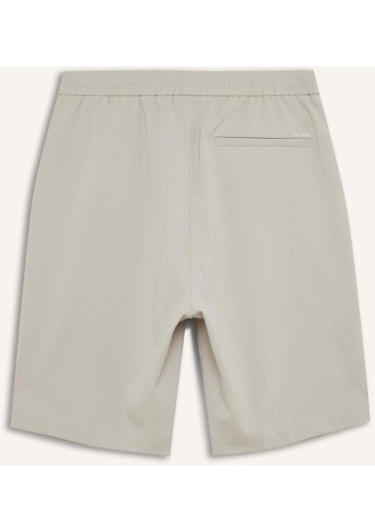Regular Fit Beli Bağcıklı Dokulu Bermuda Şort D9451AX25SP