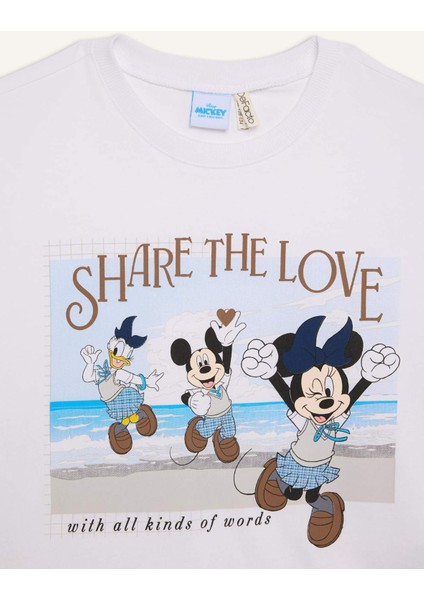 Kız Çocuk Disney Mickey Mouse &Friends Relax Fit Bisiklet Yaka Kısa Kollu Tişört D8824A825SP