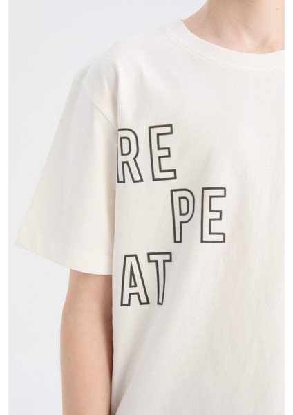 Erkek Çocuk Bisiklet Yaka Sırt Baskılı Kısa Kollu Tişört