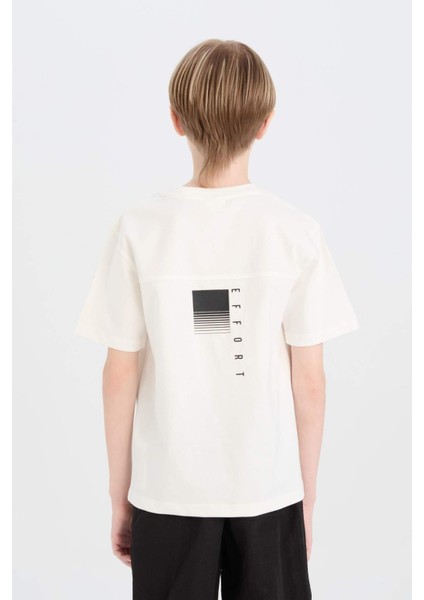 Erkek Çocuk Bisiklet Yaka Sırt Baskılı Kısa Kollu Tişört