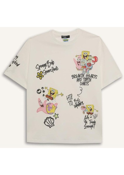 Coool SpongeBob Oversize Geniş Kalıp Bisiklet Yaka Kısa Kollu Tişört D9124AX25SM