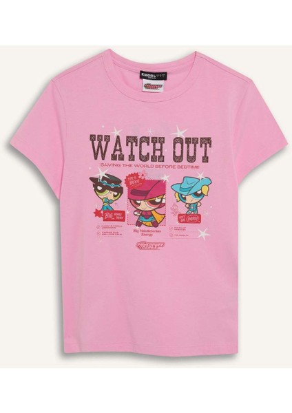 Coool PowerPuff Girls Regular Fit Bisiklet Yaka Ribana Kısa Kollu Tişört D9126AX25SM