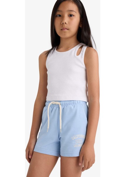 Kız Çocuk Baskılı Beli Lastikli 2'li Şort Z8047A625SM