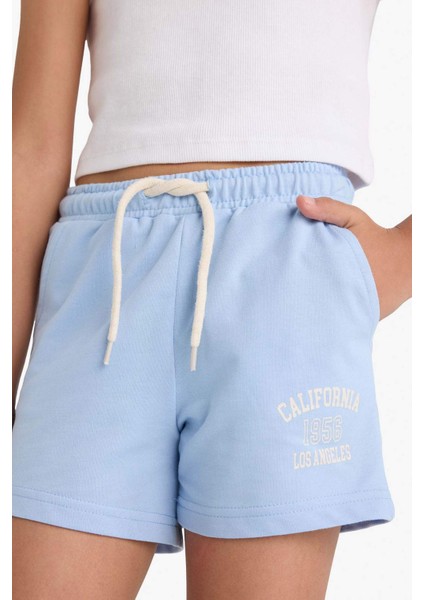 Kız Çocuk Baskılı Beli Lastikli 2'li Şort Z8047A625SM