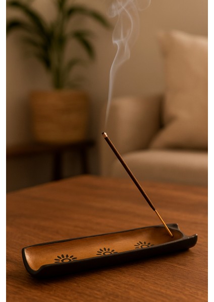 Dekoratif Seramik Tütsülük / Ceramic Incense Holder - Güneş Desenli & Estetik Tasarım fiyatları
