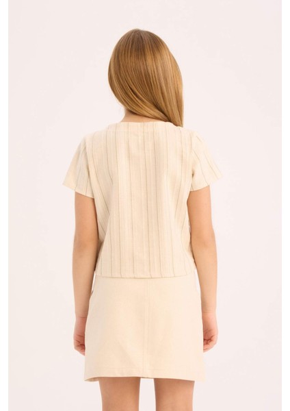 Kız Çocuk Önden Bağlamalı Kısa Kollu Bluz D9141A825SM