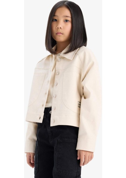 Kız Çocuk Crop Pamuklu Uzun Kollu Gömlek Ceket D9147A825SP