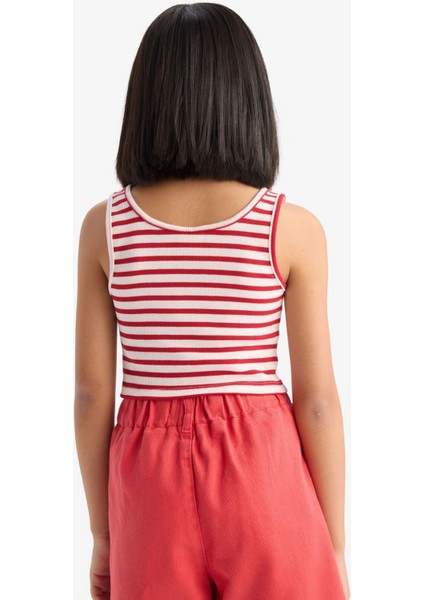 Kız Çocuk Bisiklet Yaka Çizgili Atlet Z7814A625HS