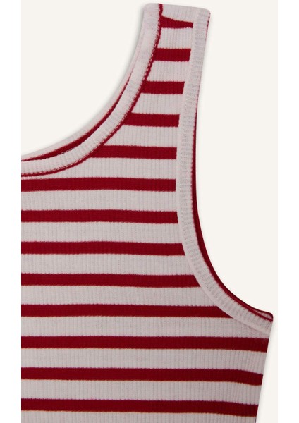 Kız Çocuk Bisiklet Yaka Çizgili Atlet Z7814A625HS