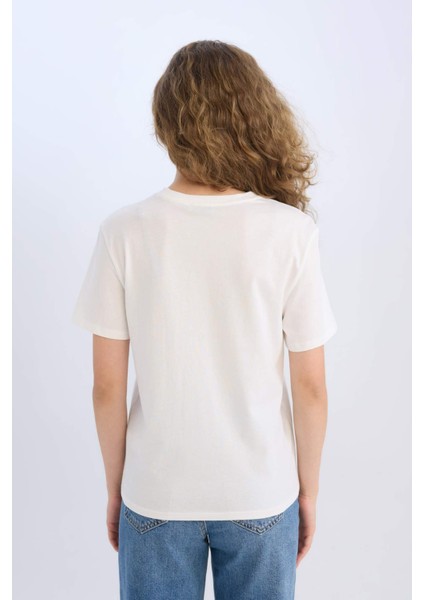 Regular Fit Bisiklet Yaka Basic Düz Kısa Kollu Beyaz Tişört D9592AX25SM