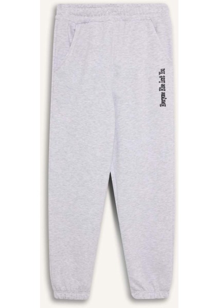 Kız Çocuk Beli Paçası Lastikli Baskılı Jogger Eşofman Altı D9688A825SP