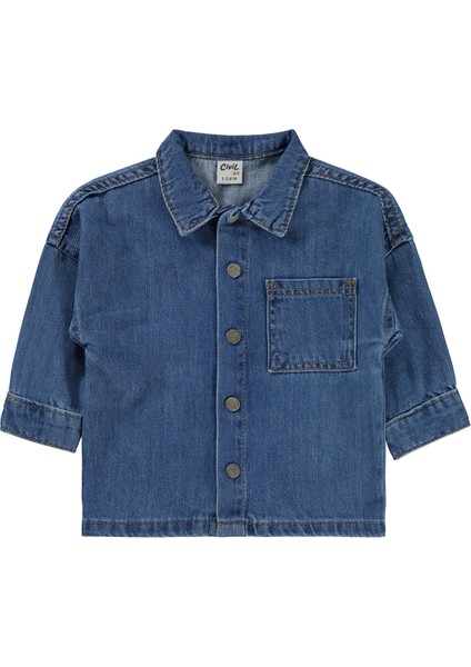 Erkek Bebek Gömlek 9-18 Ay Orta Mavi