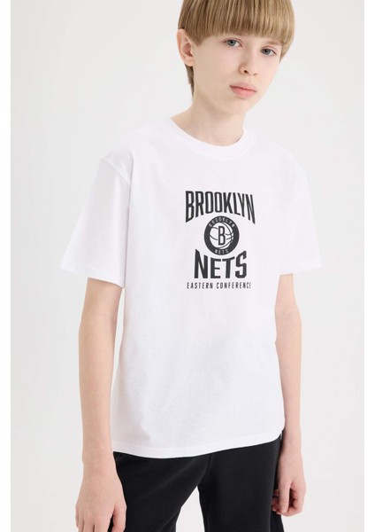 Erkek Çocuk NBA Brooklyn Nets Bisiklet Yaka Sırt Baskılı Kısa Kollu Tişört D9550A825SM