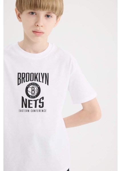 Erkek Çocuk NBA Brooklyn Nets Bisiklet Yaka Sırt Baskılı Kısa Kollu Tişört D9550A825SM