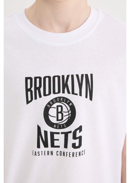Erkek Çocuk NBA Brooklyn Nets Bisiklet Yaka Sırt Baskılı Kısa Kollu Tişört D9550A825SM
