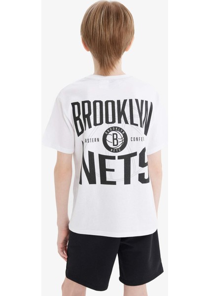 Erkek Çocuk NBA Brooklyn Nets Bisiklet Yaka Sırt Baskılı Kısa Kollu Tişört D9550A825SM