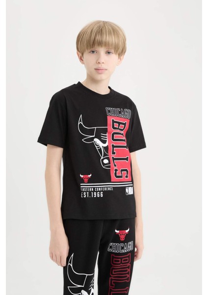 Erkek Çocuk NBA Chicago Bulls Bisiklet Yaka Kısa Kollu Tişört