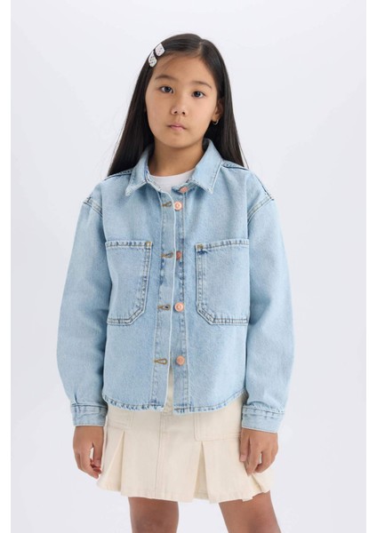 Kız Çocuk Pamuklu Jean Ceket D9699A825SP