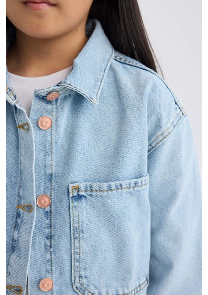 Kız Çocuk Pamuklu Jean Ceket D9699A825SP
