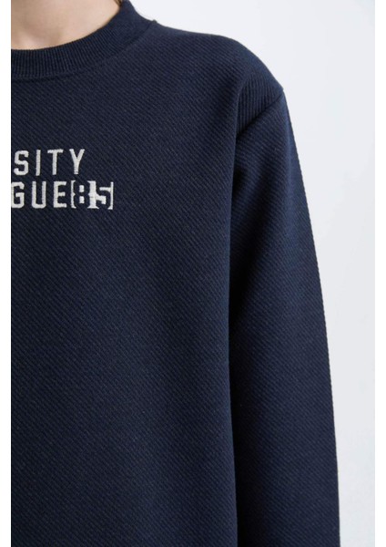 Erkek Çocuk 2'li Takım Bisiklet Yaka Baskılı Sweatshirt Beli Lastikli Eşofman Altı D9819A825SP