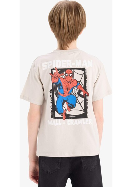 Erkek Çocuk Marvel Spiderman Bisiklet Yaka Kısa Kollu Tişört D9570A825SM