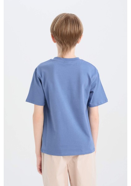 Erkek Çocuk Bisiklet Yaka Baskılı Kısa Kollu Tişört D9259A825SM