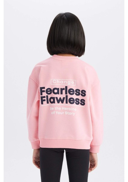 Kız Çocuk Relax Fit Bisiklet Yaka Sırt Baskılı Sweatshirt D9774A825SP