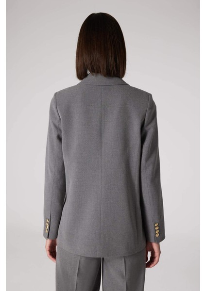 Sorbe x DeFacto Kruvaze Yaka Basic Düz Düğmeli Blazer Ceket D9922Ax24AU