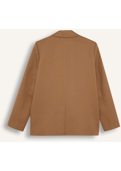 X Sorbe Oversize Geniş Kalıp Ceket Yaka Suni Deri Detaylı Düğmeli Blazer Ceket D9887AX24AU