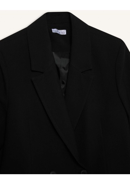 Oversize Geniş Kalıp Blazer Ceket Kruvaze Yaka Düğmeli Basic Düz Blazer Ceket C2575AX24AU