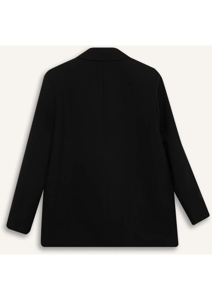 Oversize Geniş Kalıp Blazer Ceket Kruvaze Yaka Düğmeli Basic Düz Blazer Ceket C2575AX24AU