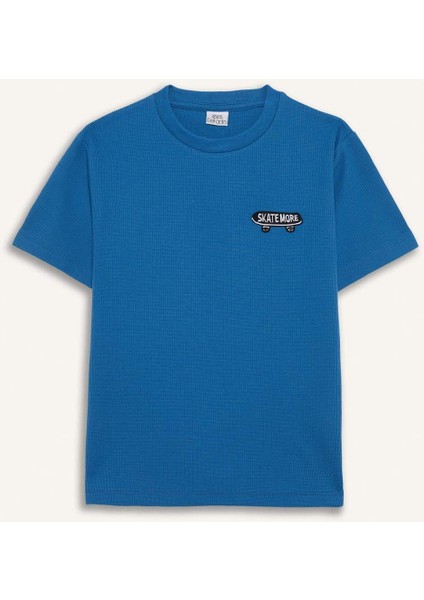 Erkek Çocuk Waffle Pijama Takımı Kısa Kollu Üst Beli Lastikli Şort D9995A825SM