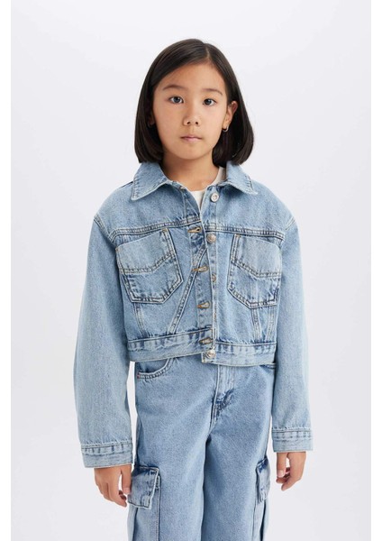Kız Çocuk Pamuklu Denim Ceket