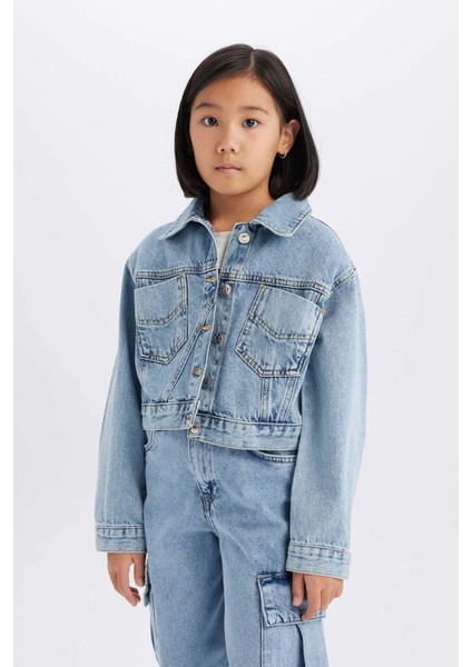 Kız Çocuk Pamuklu Denim Ceket