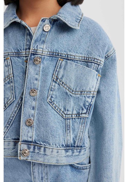 Kız Çocuk Pamuklu Denim Ceket