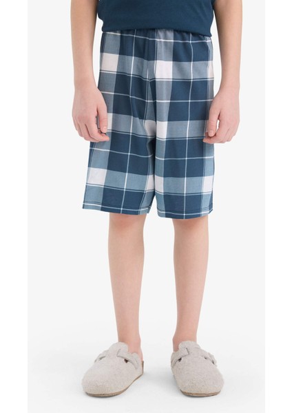 Erkek Çocuk Pijama Takımı Kısa Kollu Üst Kareli Şort E0020A825HS