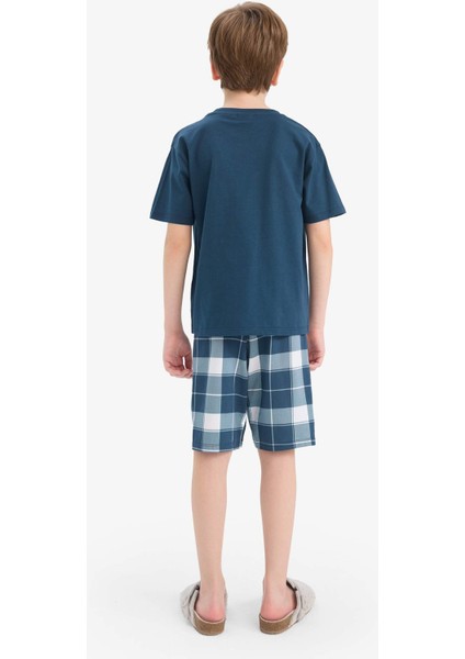 Erkek Çocuk Pijama Takımı Kısa Kollu Üst Kareli Şort E0020A825HS