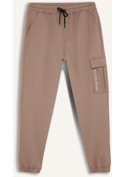 Fit Sporcu Jogger Eşofman Altı Standart Fit Üç Cepli Beli Bağcıklı Lastikli Paça D3741AX24WN
