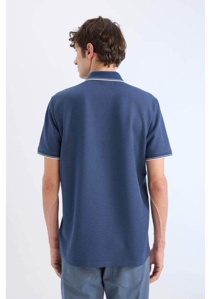 Regular Fit Polo Yaka Kısa Kollu Waffle Tişört D7932AX25SP