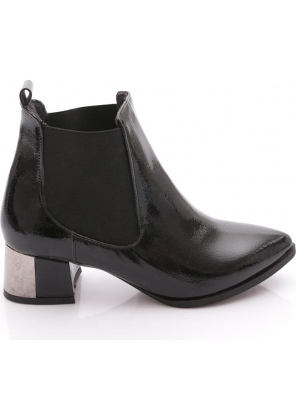 SI-21K Kadin 22K Sivri Burun Chelsea Yan Lastik Detayli Gümüş Topuklu Bilek Bot
