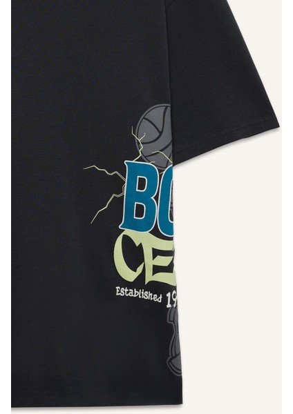 Defactofit Nba Boston Celtics Oversize Geniş Kalıp Bisiklet Yaka Kısa Kollu TIŞÖRT E0130AX25SP