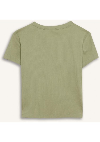 Coool Fitted Fitilli Kaşkorse Basic Düz Kısa Kollu Tişört E0287AX25SM