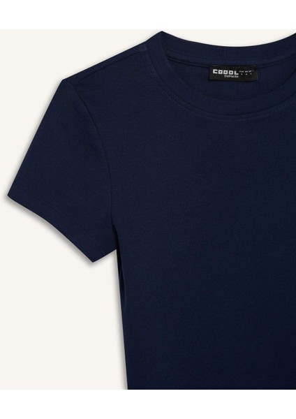 Coool Fitted Basic Düz Ribana Kısa Kollu Tişört E0288AX25SM
