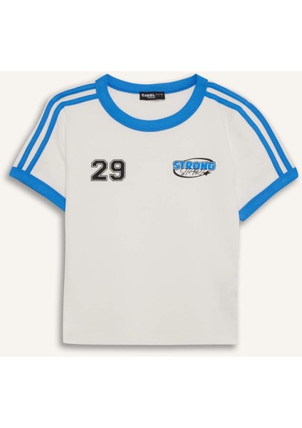 Fitted Baskılı Ribana Kısa Kollu Tişört E0334AX25SM