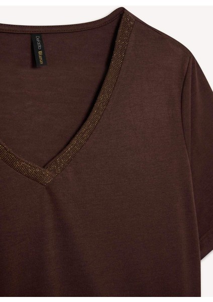 Regular Fit V Yaka Basic Düz Kısa Kollu Tişört K5057AZ25SP