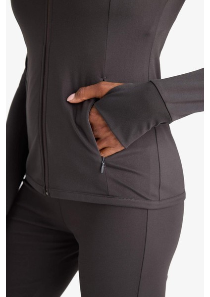 DefactoFit Fitted Dik Yaka Çift Cepli Fermuarlı Spor Hırka B3985AX25SP