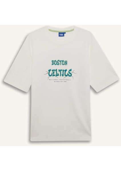 Fit NBA Boston Celtics Oversize Geniş Kalıp Bisiklet Yaka Sırt Baskılı Kısa Kollu Tişört E0132AX25SP